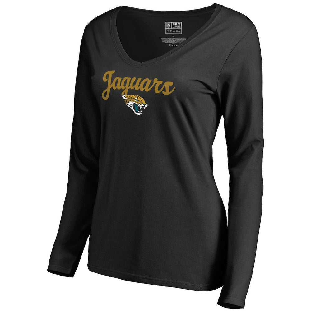 Jacksonville Jaguars Women's Freehand V-Neck Long Sleeve T-Shirt Black