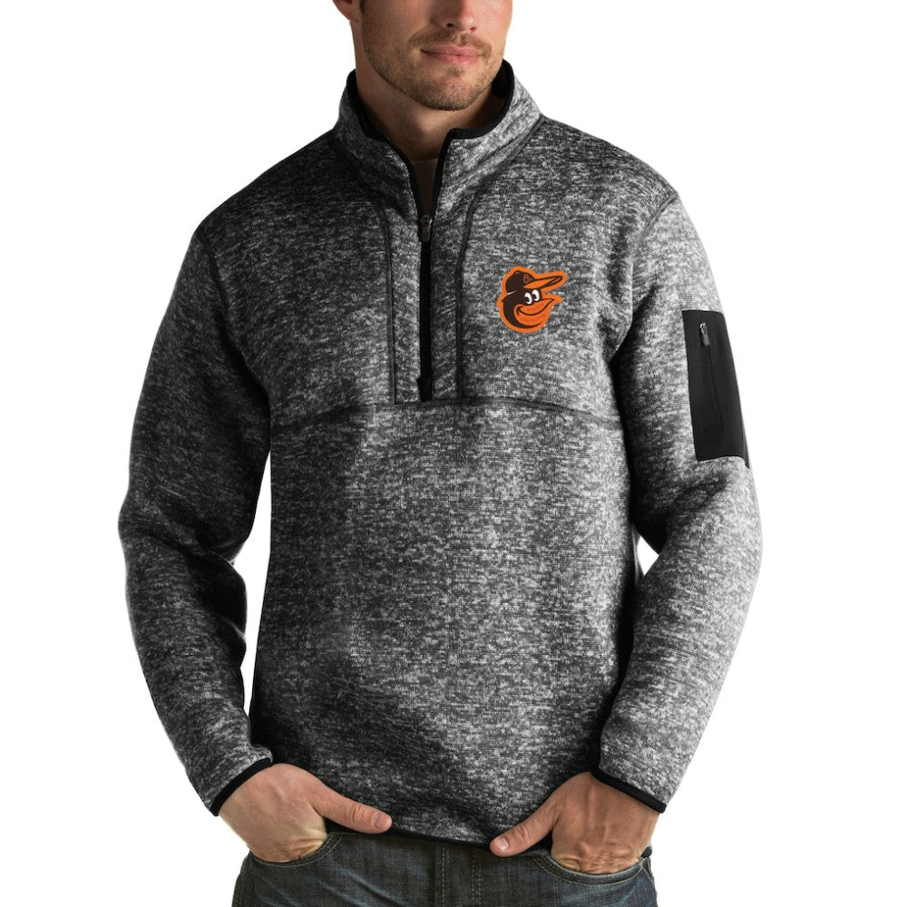 Baltimore Orioles Antigua Fortune Half-Zip Sweater - Heathered Black - MLB on Sale