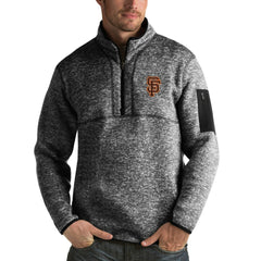 San Francisco Giants Antigua Fortune Half-Zip Sweater - Heathered Black - MLB Discount