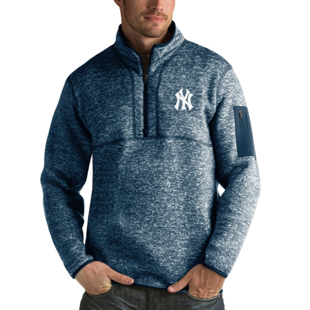 New York Yankees Antigua Fortune Half-Zip Sweater - Heathered Navy - MLB Online