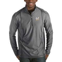 Milwaukee Brewers Antigua Tempo Half-Zip Pullover Jacket - Heathered Charcoal - MLB on Sale