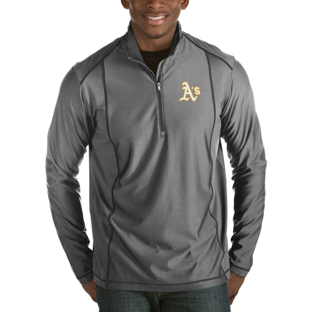 Athletics Antigua Tempo Half-Zip Pullover Jacket - Heathered Charcoal - MLB Lifestyle