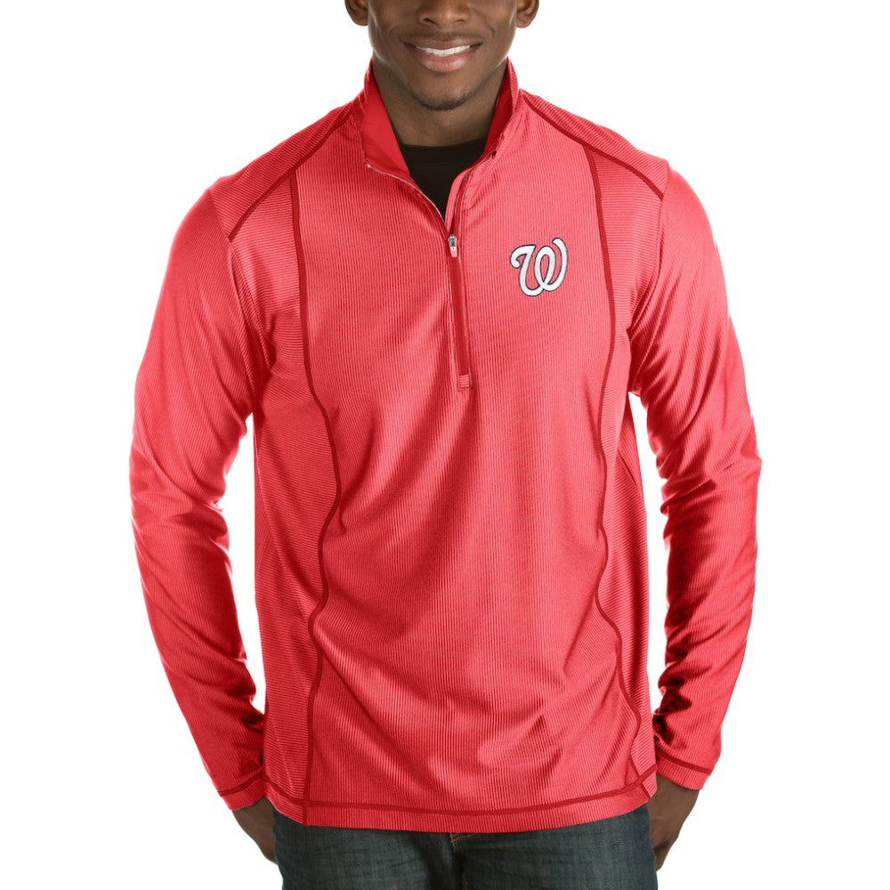 Washington Nationals Antigua Tempo Half-Zip Pullover Jacket - Heathered Red - MLB Discount