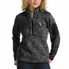 Chicago White Sox Antigua Women's Fortune Half-Zip Pullover Sweater - Heathered Black - MLB Sale