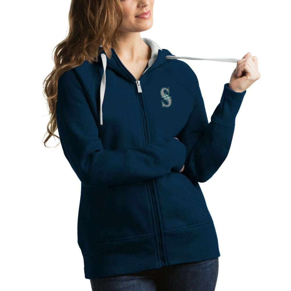 Seattle Mariners Antigua Women's Victory Full-Zip Hoodie - Navy - MLB Lifestyle