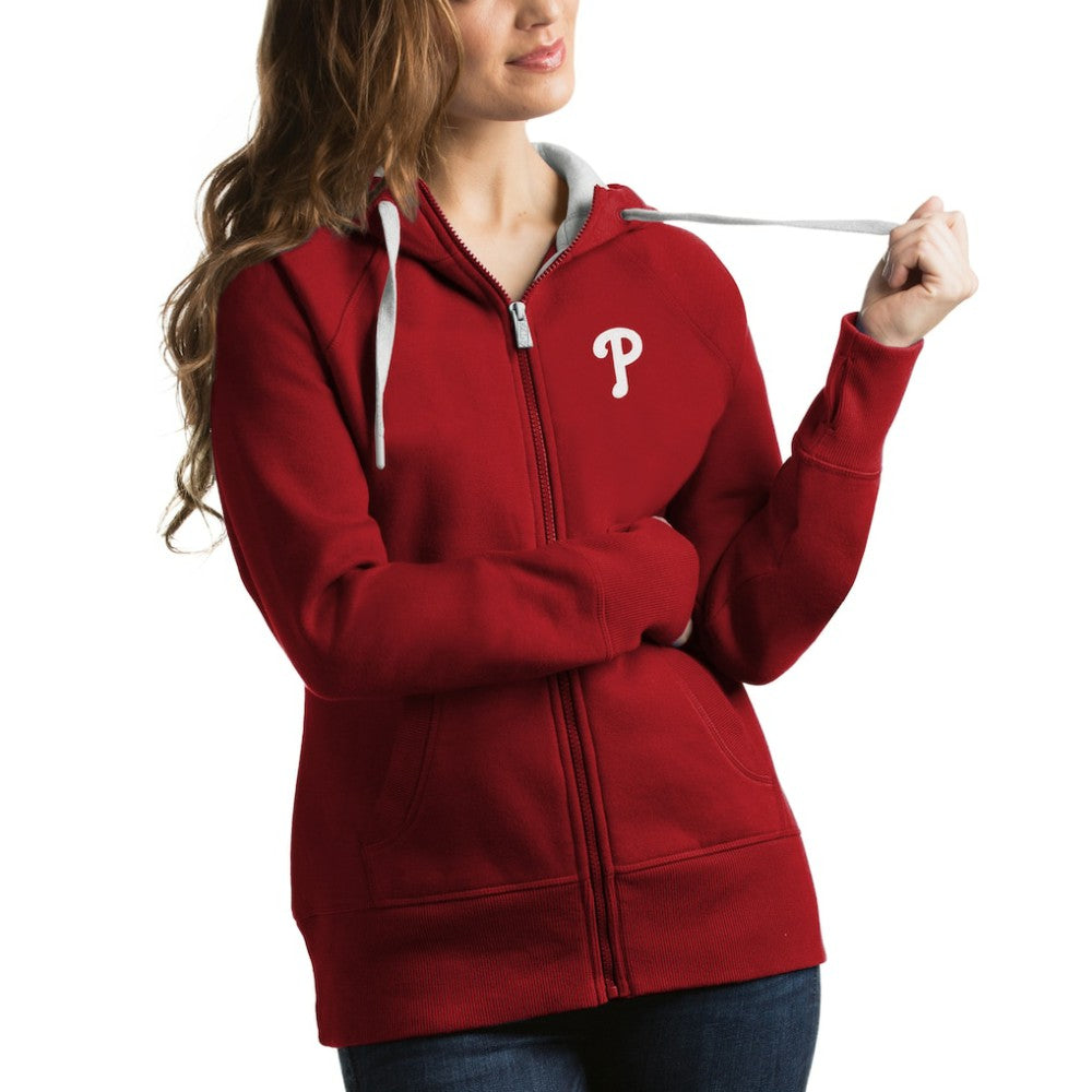 Philadelphia Phillies Antigua Women's Victory Full-Zip Hoodie - Red - MLB on Sale