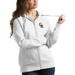 Colorado Rockies Antigua Women's Victory Full-Zip Hoodie - White - MLB Online