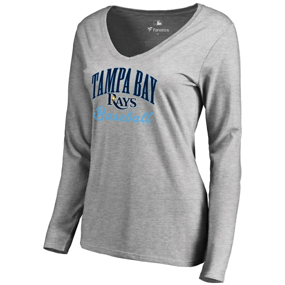 Tampa Bay Rays Women's Victory Script Long Sleeve T-Shirt - Ash - MLB Online