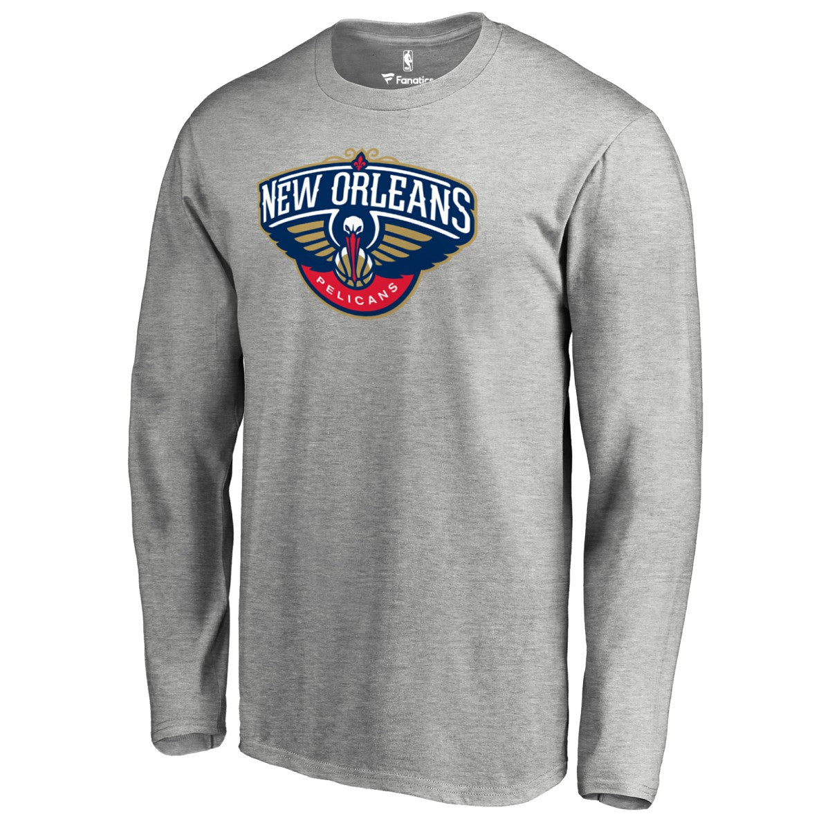 New Orleans Pelicans Primary Logo Long Sleeve T-Shirt Heather Gray