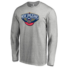 New Orleans Pelicans Primary Logo Long Sleeve T-Shirt Heather Gray