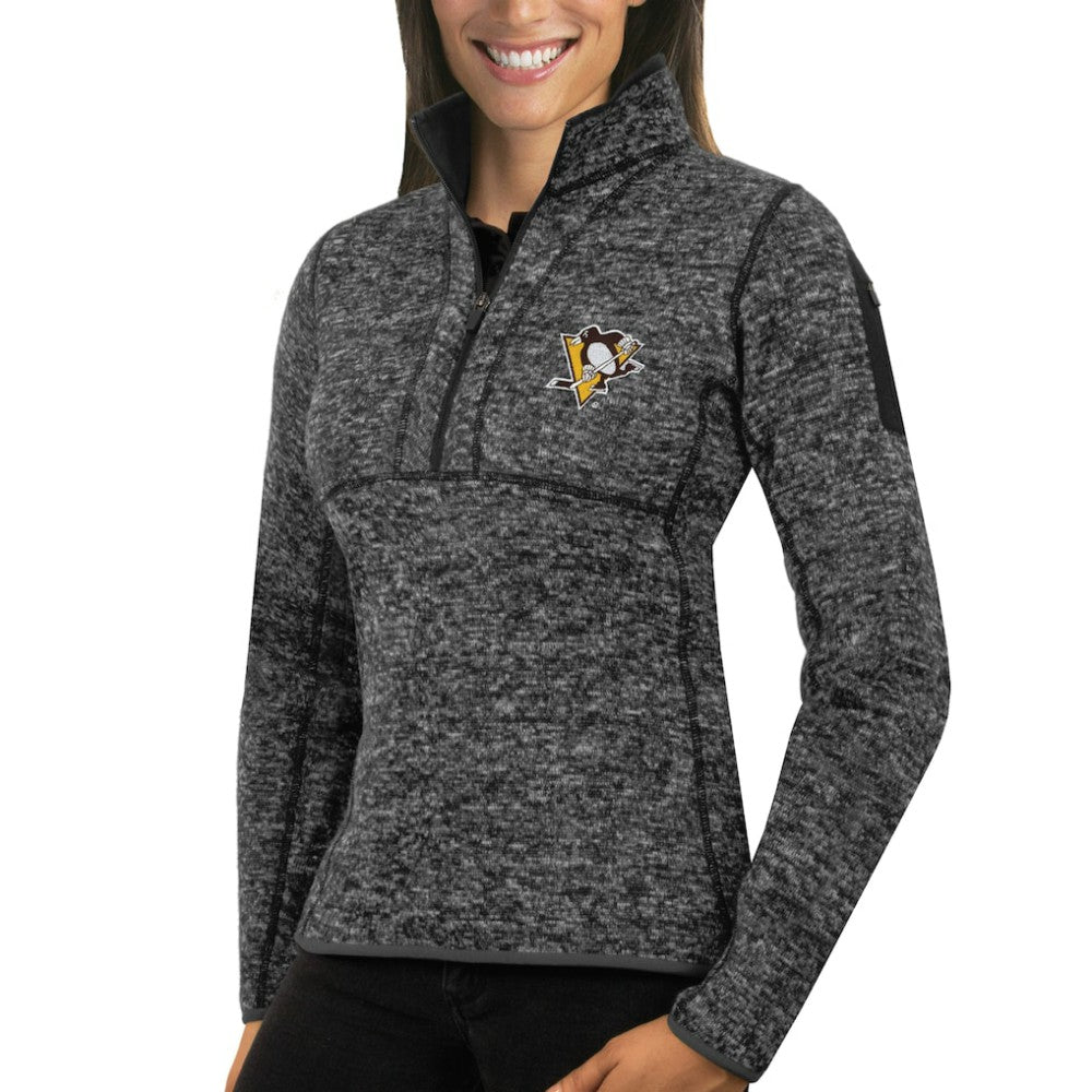 Pittsburgh Penguins Antigua Women's Fortune Half-Zip Sweatshirt - Charcoal - NHL 2596036