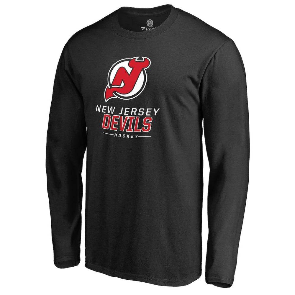 New Jersey Devils Team Lockup Long Sleeve T-Shirt - Black - NHL 2603218
