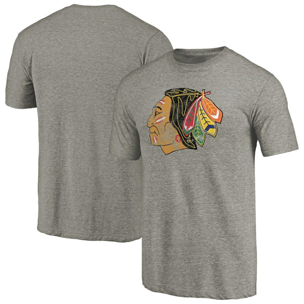 Chicago Blackhawks Throwback Logo 1960-1961 Tri-Blend T-Shirt - Ash - NHL 2605420