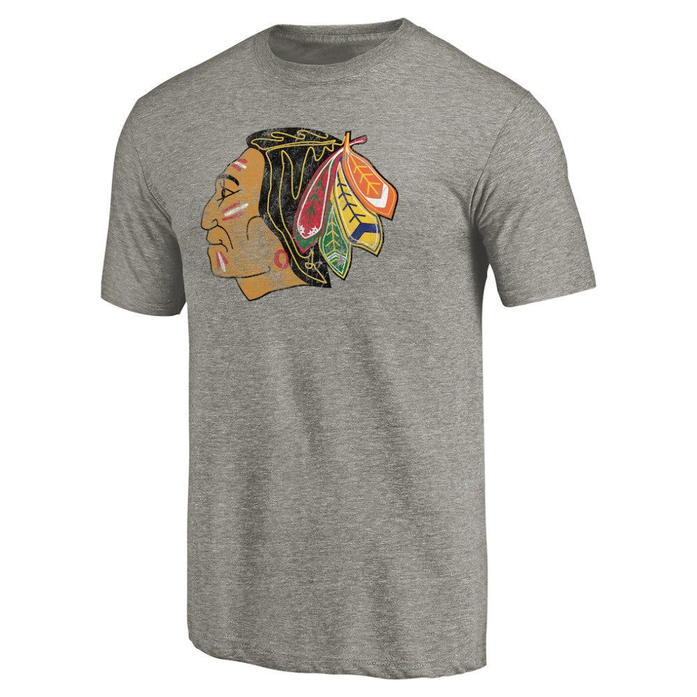Chicago Blackhawks Throwback Logo 1960-1961 Tri-Blend T-Shirt - Ash - NHL 2605420