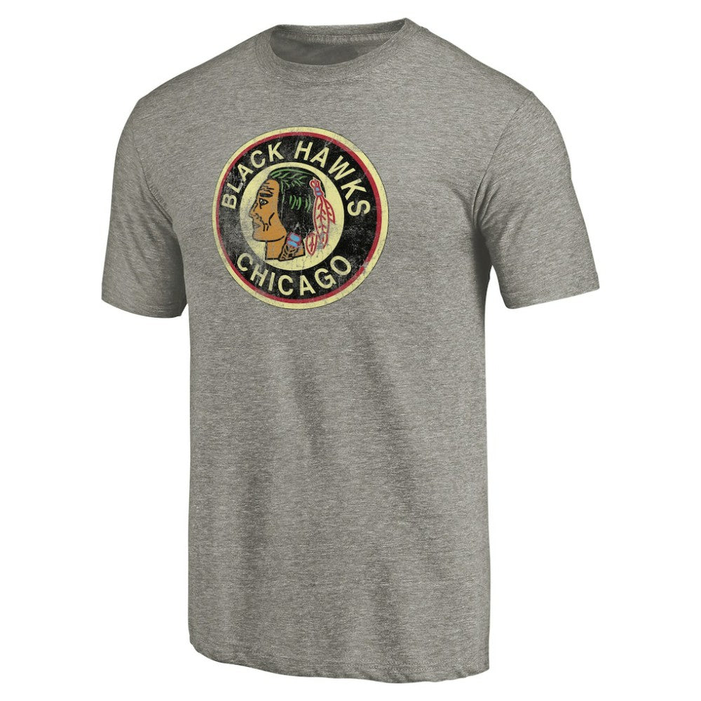 Chicago Blackhawks Throwback Logo 1937-1938 Tri-Blend T-Shirt - Ash - NHL 2605421