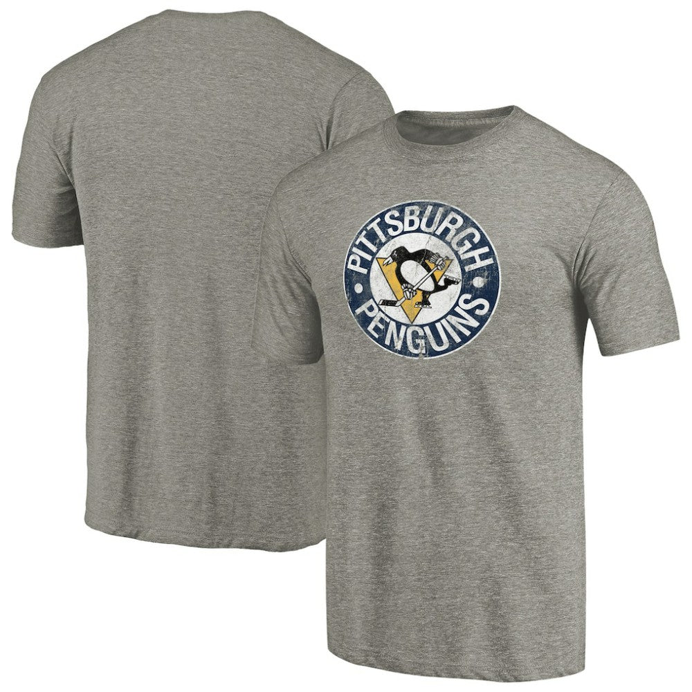 Pittsburgh Penguins Throwback Logo 1968-1969 Tri-Blend T-Shirt - Ash - NHL 2605428