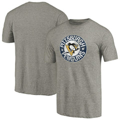 Pittsburgh Penguins Throwback Logo 1968-1969 Tri-Blend T-Shirt - Ash - NHL 2605428