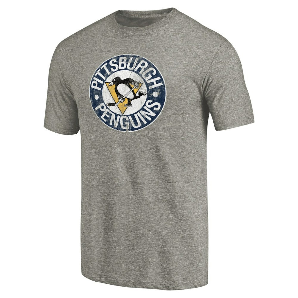 Pittsburgh Penguins Throwback Logo 1968-1969 Tri-Blend T-Shirt - Ash - NHL 2605428