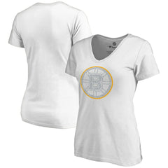 Boston Bruins Women's Whiteout V-Neck T-Shirt - White - NHL 2606336