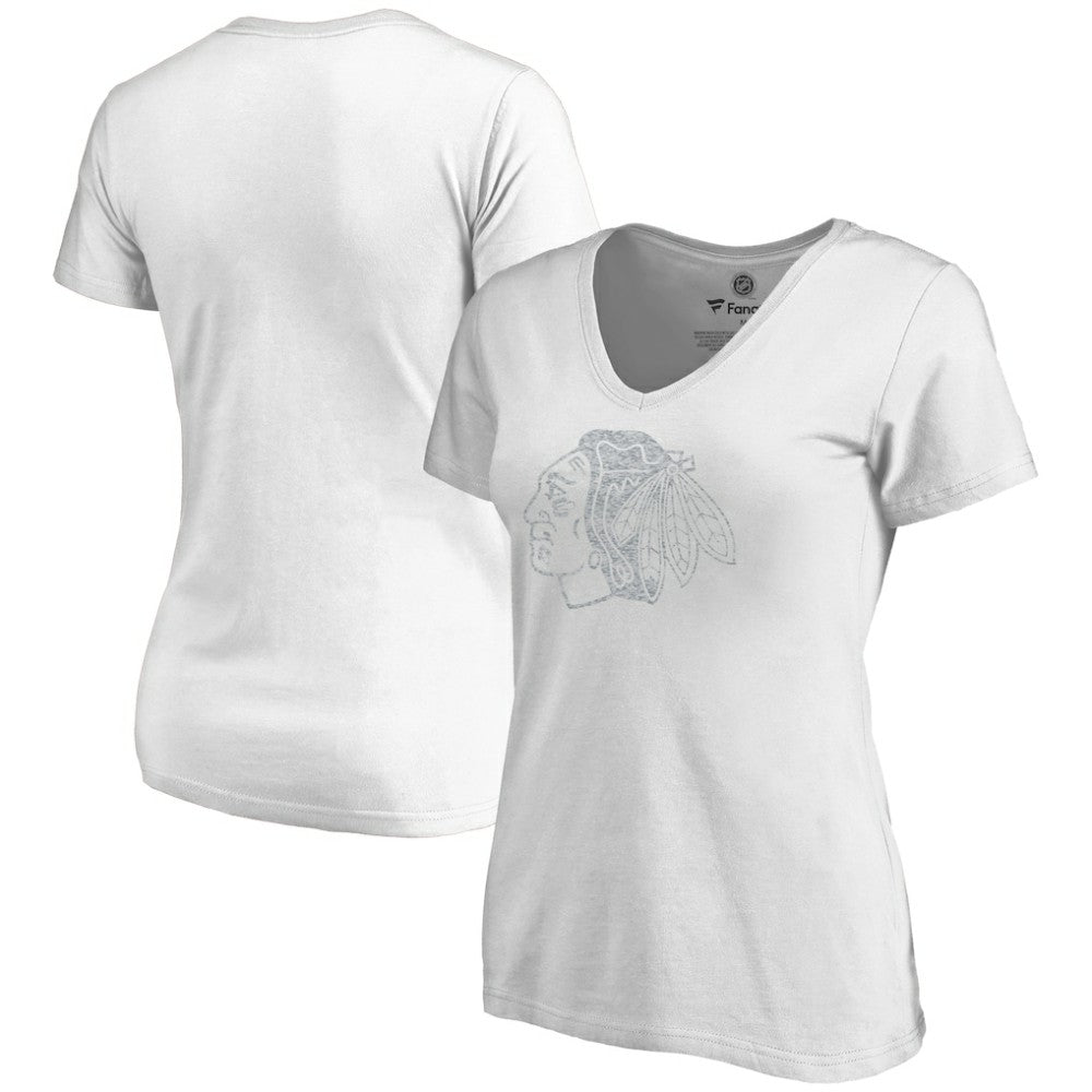 Chicago Blackhawks Women's Whiteout V-Neck T-Shirt - White - NHL 2606340