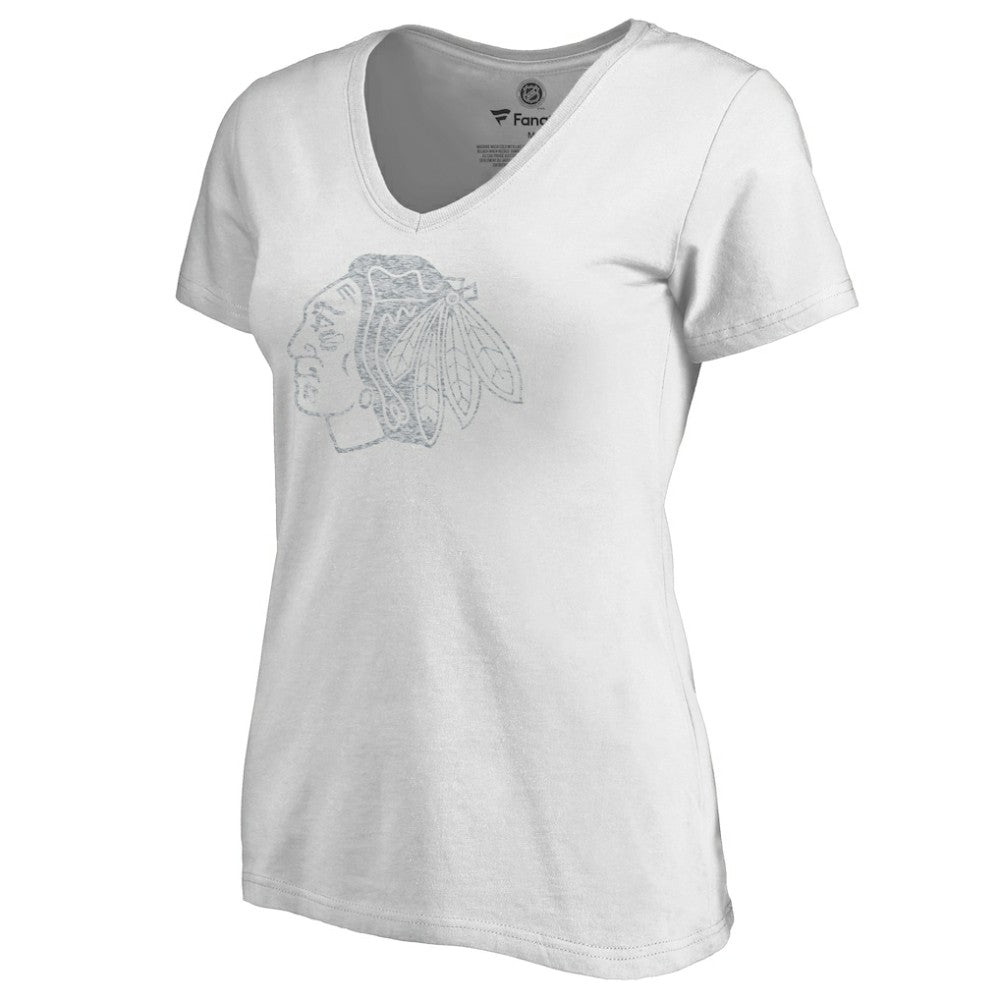 Chicago Blackhawks Women's Whiteout V-Neck T-Shirt - White - NHL 2606340