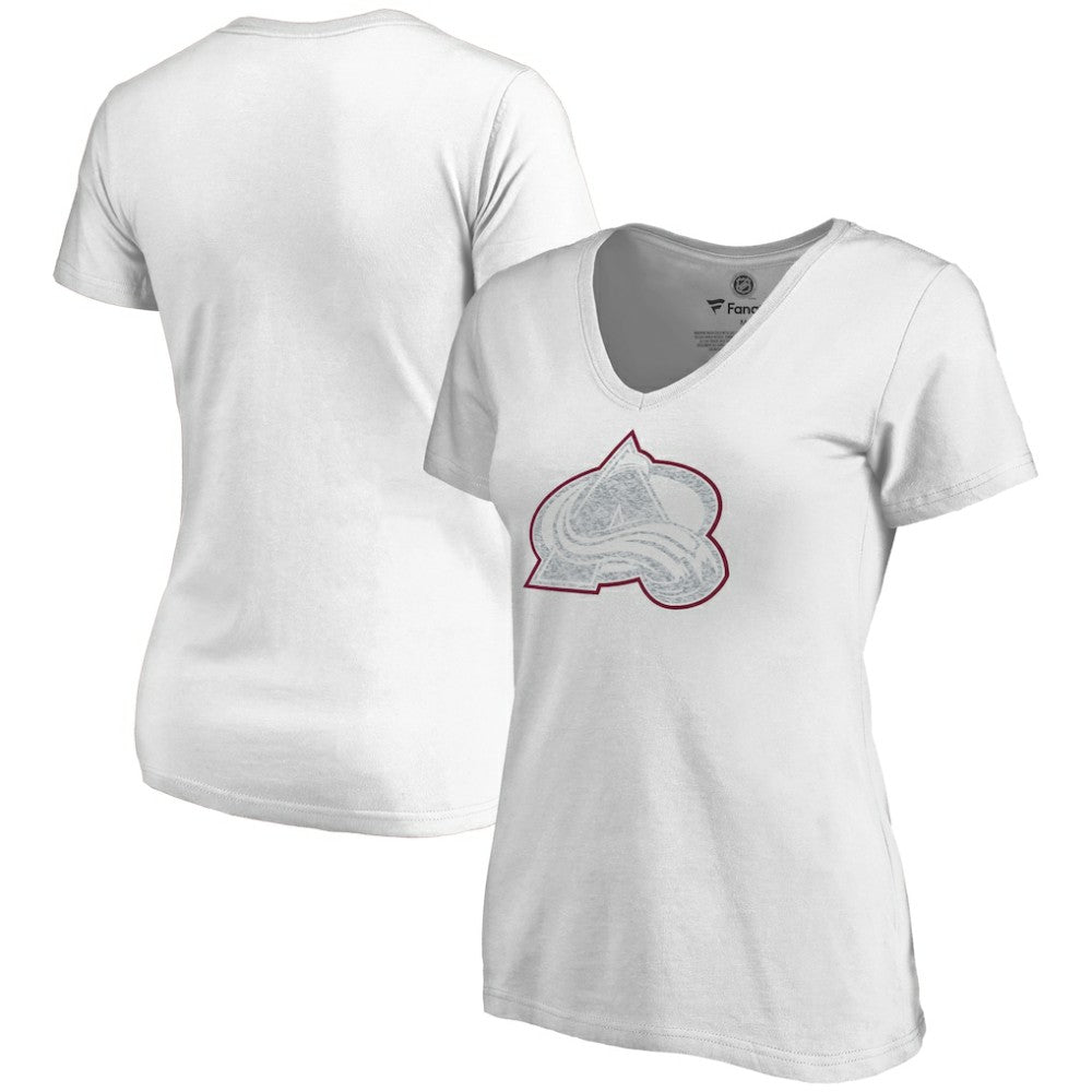 Colorado Avalanche Women's Whiteout V-Neck T-Shirt - White - NHL 2606341