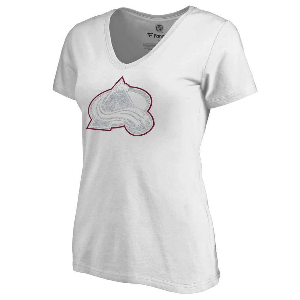 Colorado Avalanche Women's Whiteout V-Neck T-Shirt - White - NHL 2606341