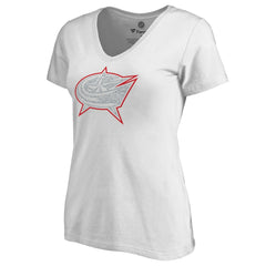 Columbus Blue Jackets Women's Whiteout V-Neck T-Shirt - White - NHL 2606342