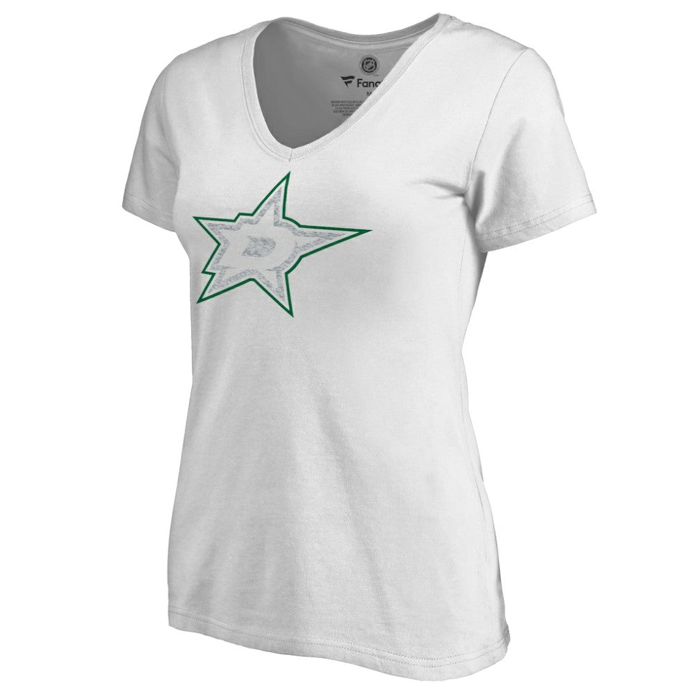 Dallas Stars Women's Whiteout V-Neck T-Shirt - White - NHL 2606343