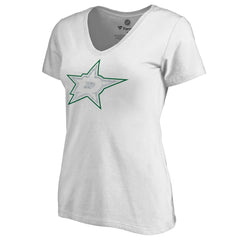 Dallas Stars Women's Whiteout V-Neck T-Shirt - White - NHL 2606343