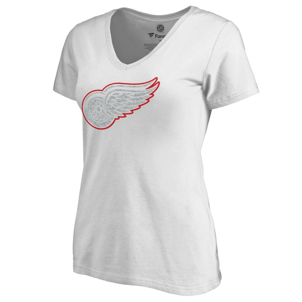 Detroit Red Wings Women's Whiteout V-Neck T-Shirt - White - NHL 2606344