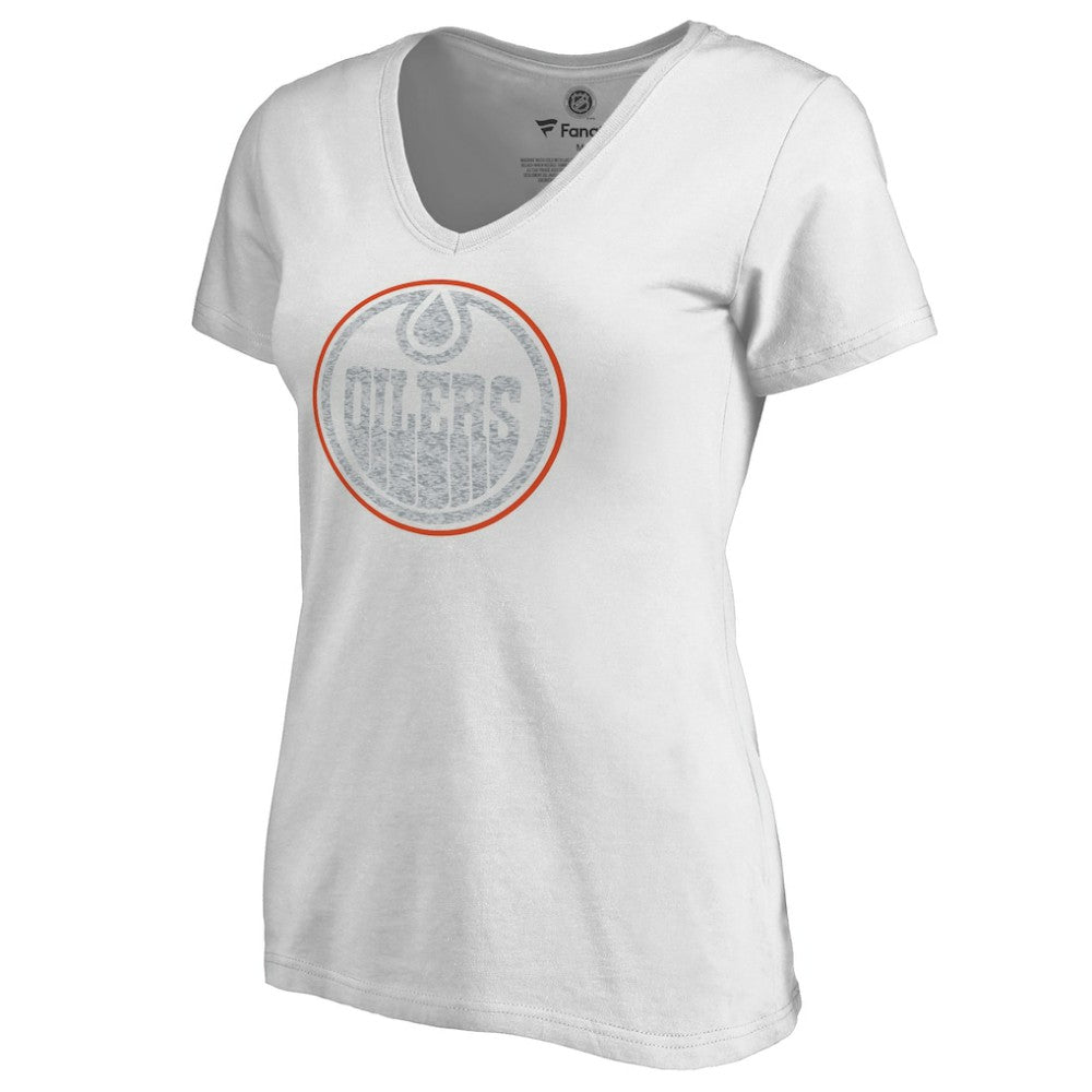 Edmonton Oilers Women's Whiteout V-Neck T-Shirt - White - NHL 2606345