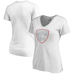 Florida Panthers Women's Whiteout V-Neck T-Shirt - White - NHL 2606346