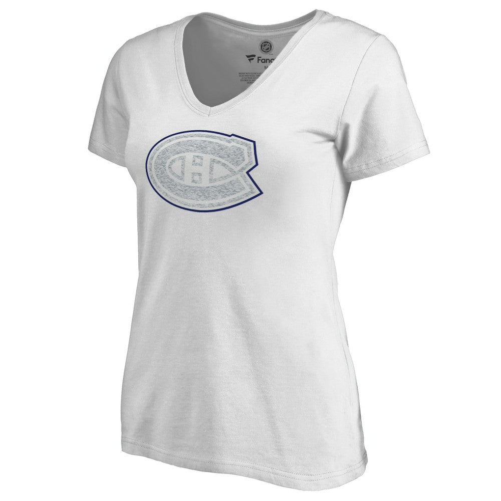 Montreal Canadiens Women's Whiteout V-Neck T-Shirt - White - NHL 2606349