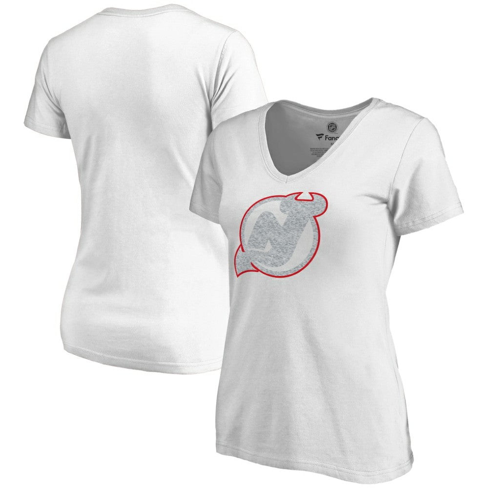 New Jersey Devils Women's Whiteout V-Neck T-Shirt - White - NHL 2606351
