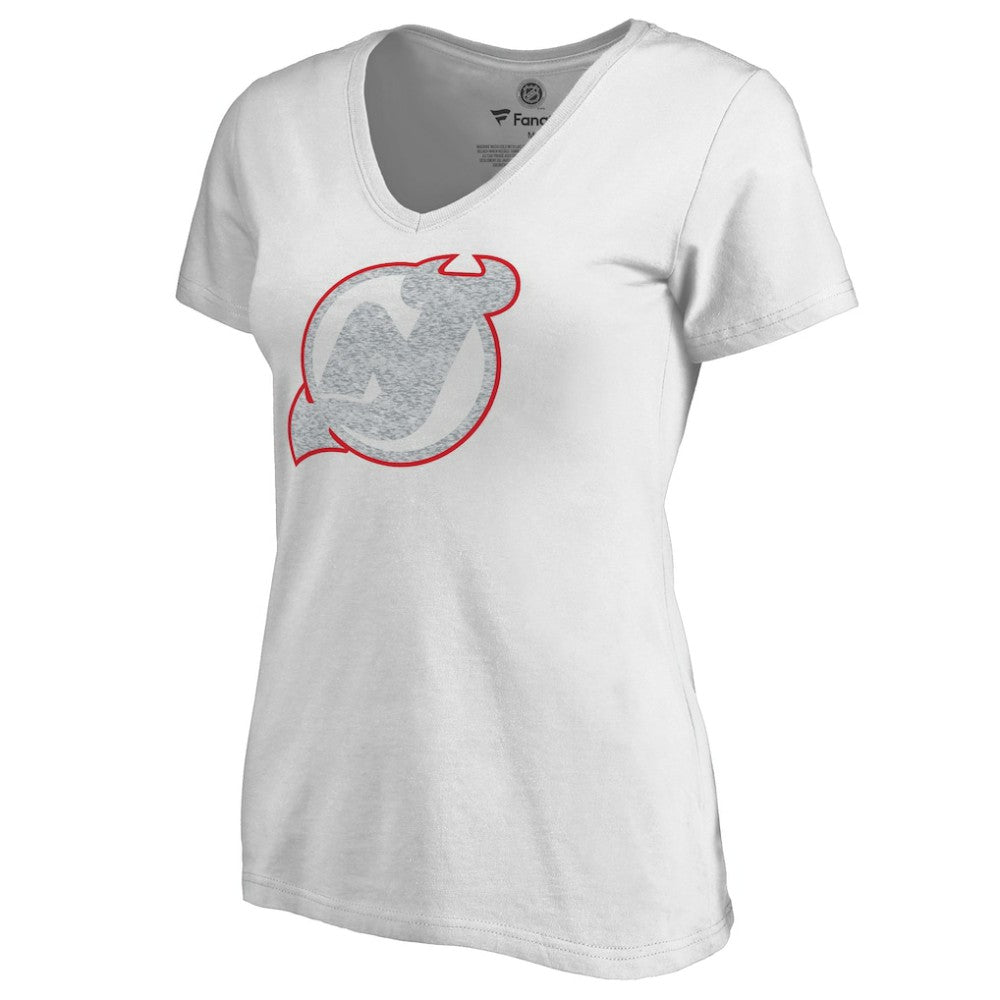 New Jersey Devils Women's Whiteout V-Neck T-Shirt - White - NHL 2606351