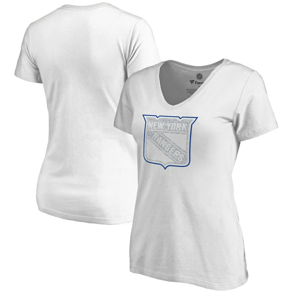 New York Rangers Women's Whiteout V-Neck T-Shirt - White - NHL 2606354