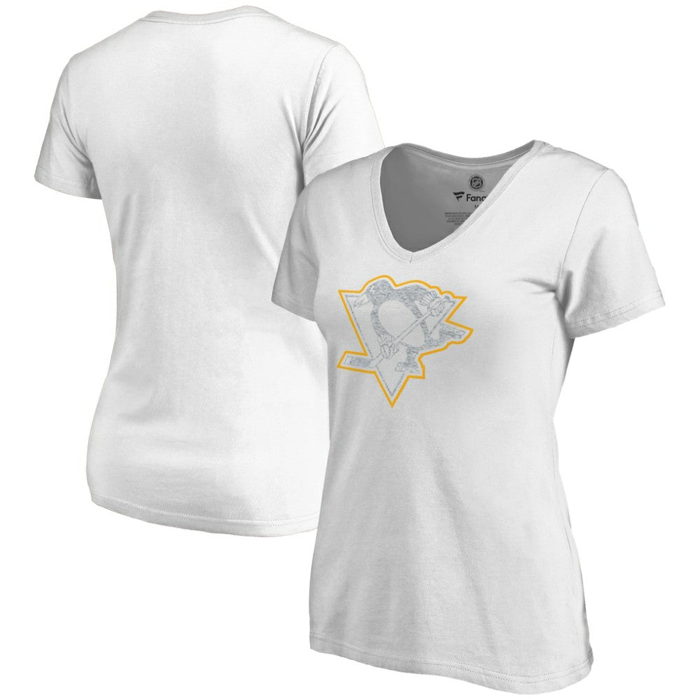 Pittsburgh Penguins Women's Whiteout V-Neck T-Shirt - White - NHL 2606357