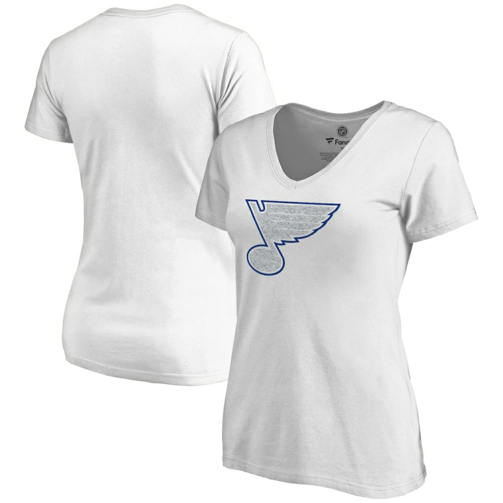 St. Louis Blues Women's Whiteout V-Neck T-Shirt - White - NHL 2606359