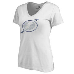 Tampa Bay Lightning Women's Whiteout V-Neck T-Shirt - White - NHL 2606360