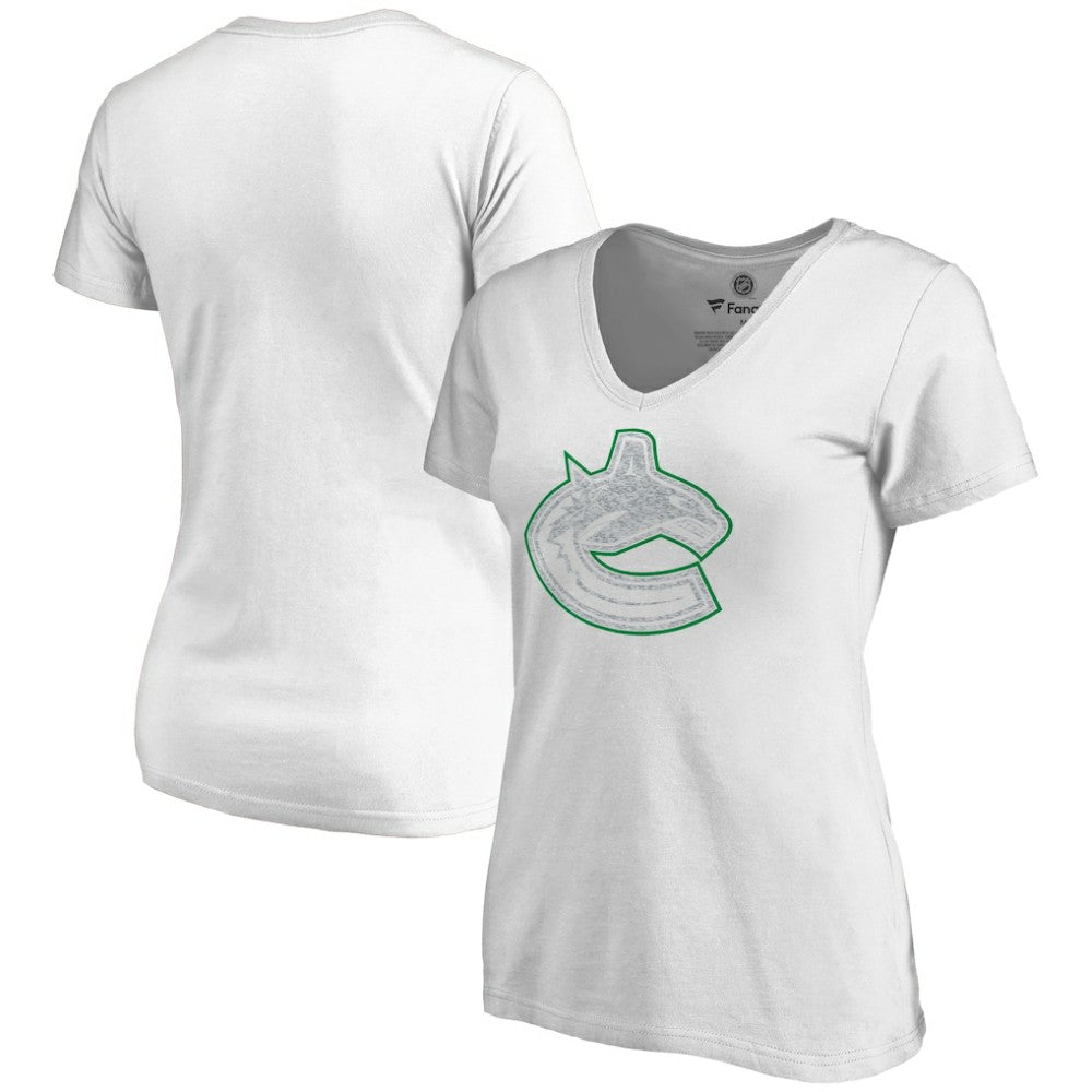 Vancouver Canucks Women's Whiteout V-Neck T-Shirt - White - NHL 2606362