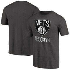 Brooklyn Nets Distressed Team Logo Tri-Blend T-Shirt Heather Black