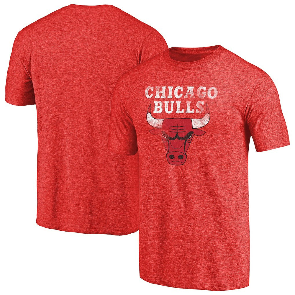 Chicago Bulls Distressed Team Logo Tri-Blend T-Shirt Heather Red