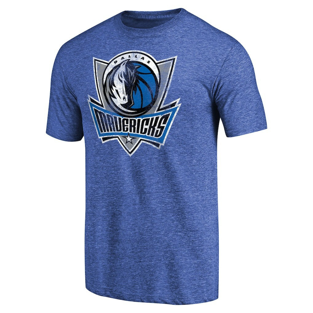 Dallas Mavericks Distressed Team Logo Tri-Blend T-Shirt Heather Royal