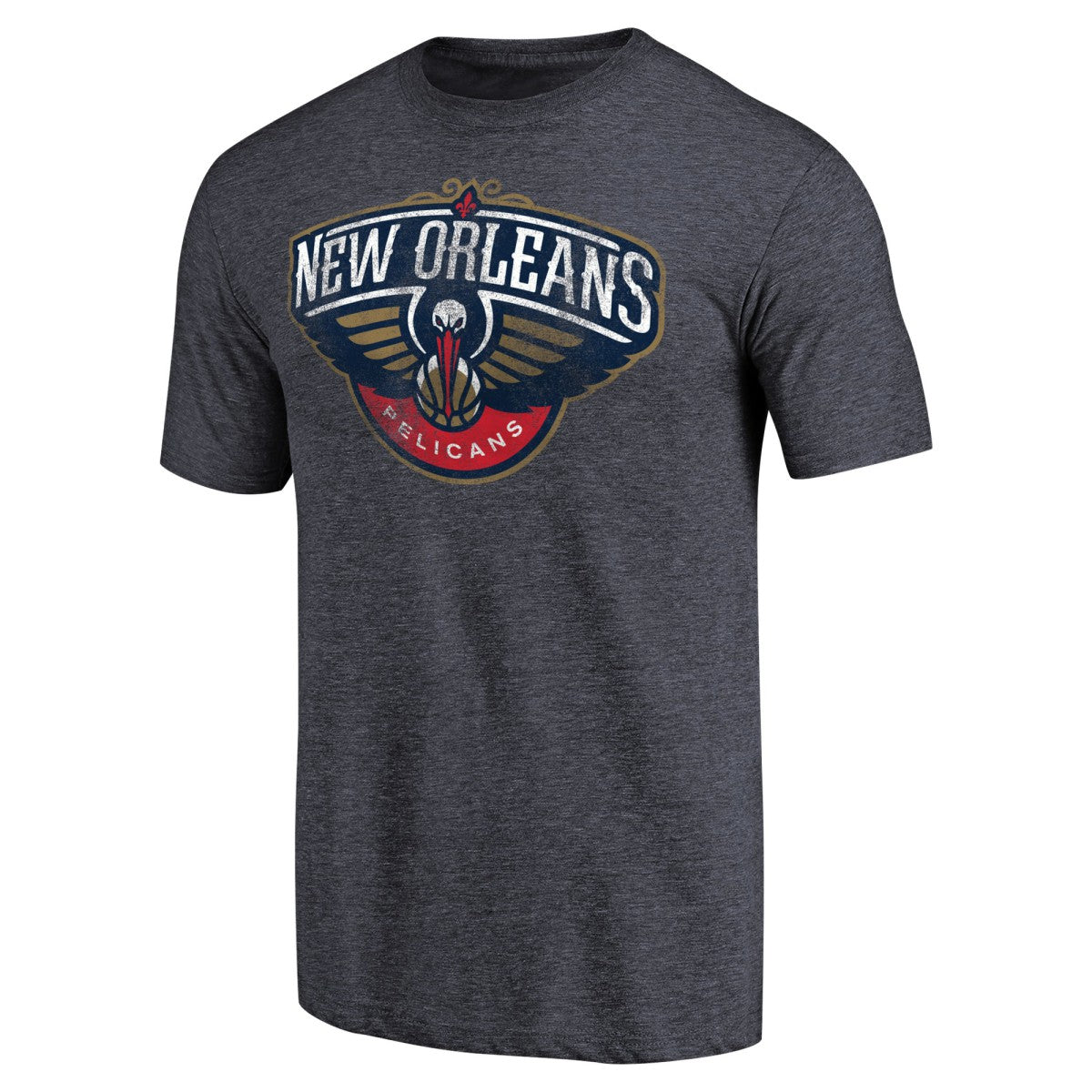New Orleans Pelicans Distressed Team Logo Tri-Blend T-Shirt Heather Navy