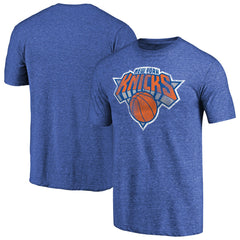 New York Knicks Distressed Team Logo Tri-Blend T-Shirt Heather Royal