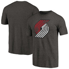 Portland Trail Blazers Distressed Team Logo Tri-Blend T-Shirt Heather Black