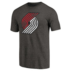 Portland Trail Blazers Distressed Team Logo Tri-Blend T-Shirt Heather Black