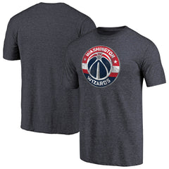 Washington Wizards Distressed Team Logo Tri-Blend T-Shirt Heather Navy