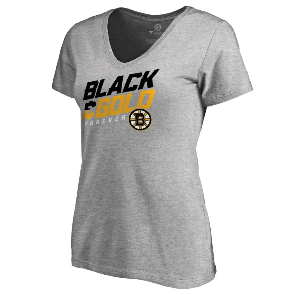 Boston Bruins Women's Hometown Collection Black & Gold V-Neck T-Shirt - ash - NHL 2606931